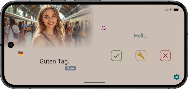 Eurolinguo main screen in lanscape orientation