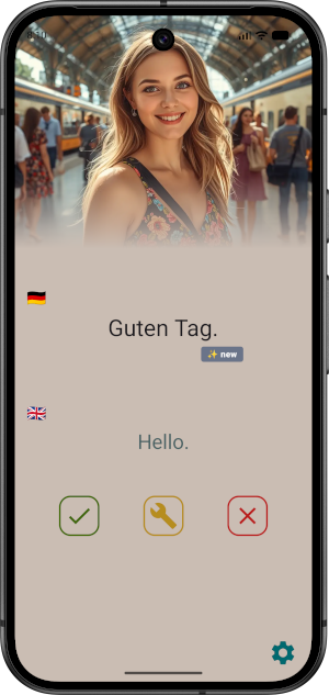 Eurolinguo main screen in portrait orientation