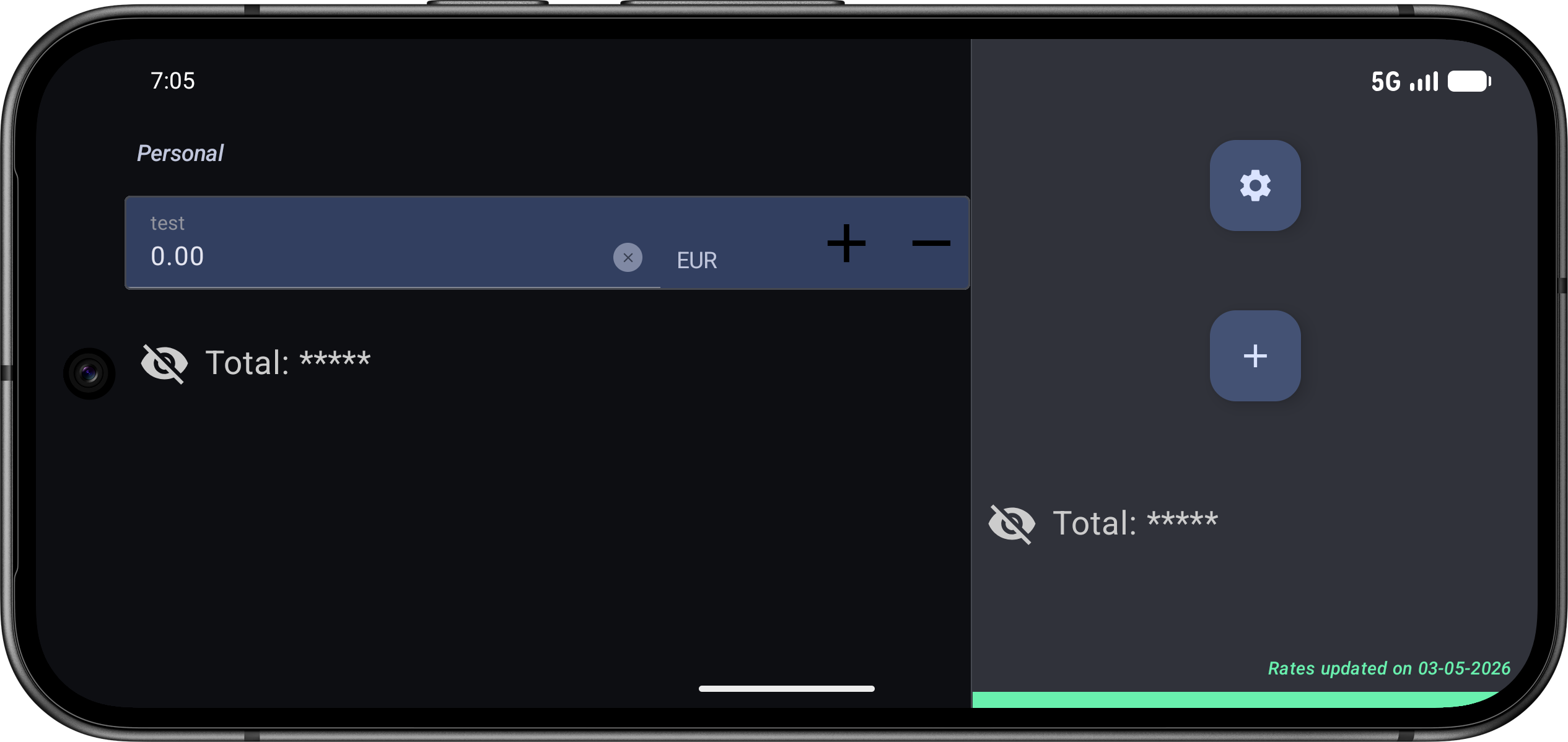 MySimpleAccountManager in landscape orientation