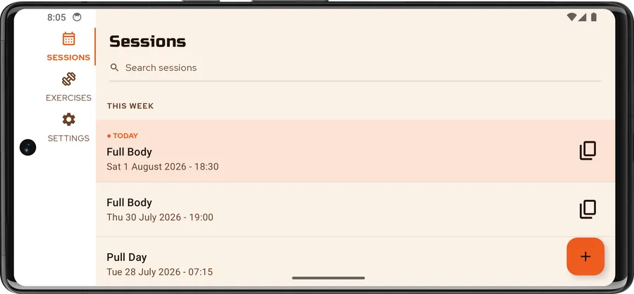 Session detail screen