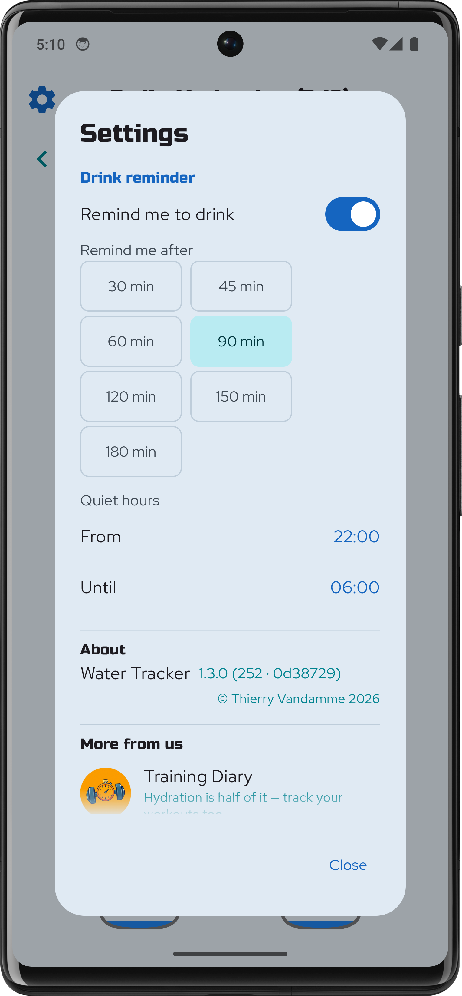 The new settings screen